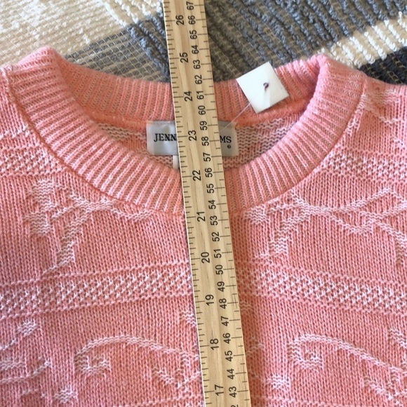 Vintage Jennifer Adams Womens Novelty Sweater Sz L Pink Bows Girlcore Cottage - Picture 7 of 7